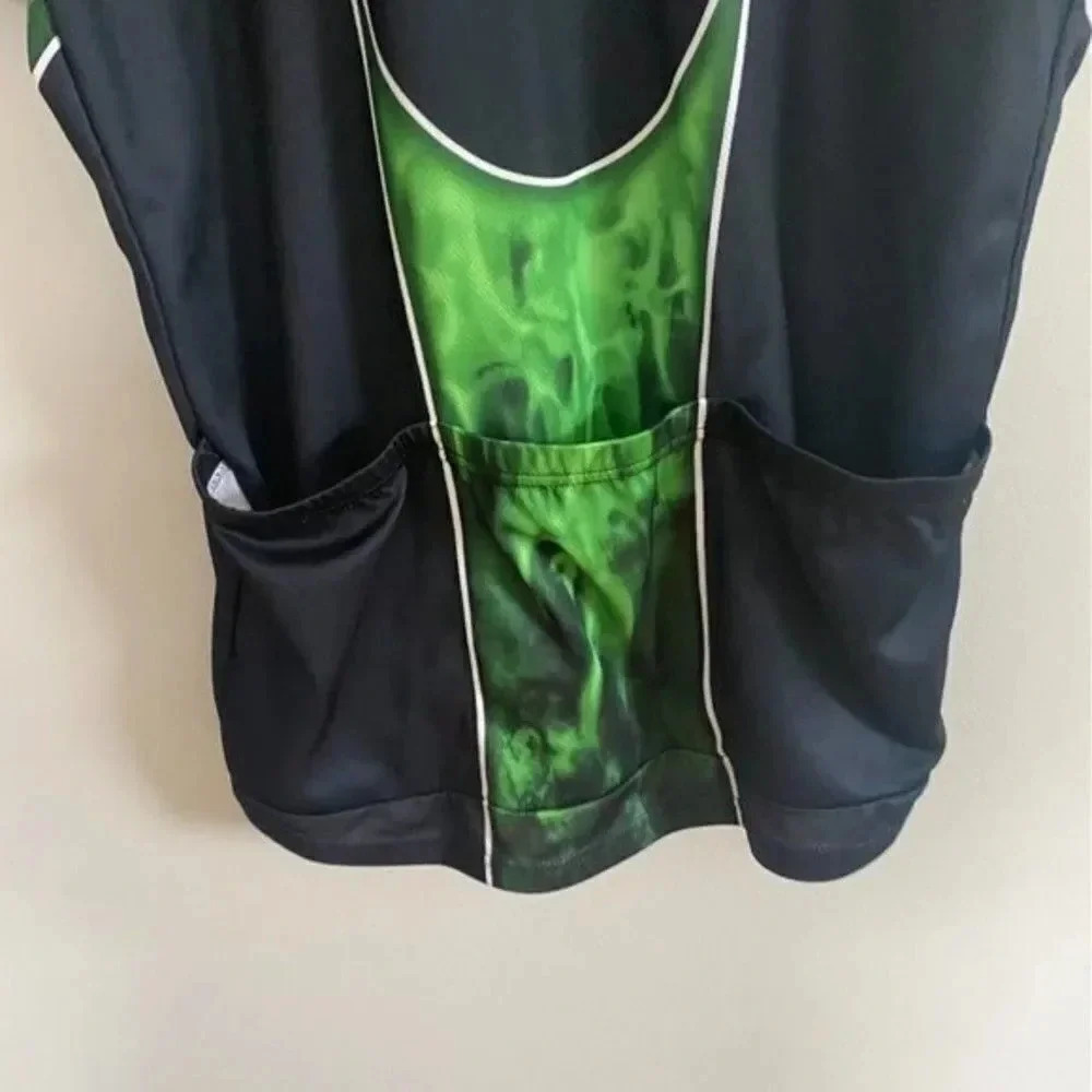 Primal Cycling Jersey Black Skull Green Flames - Picture 7 of 7
